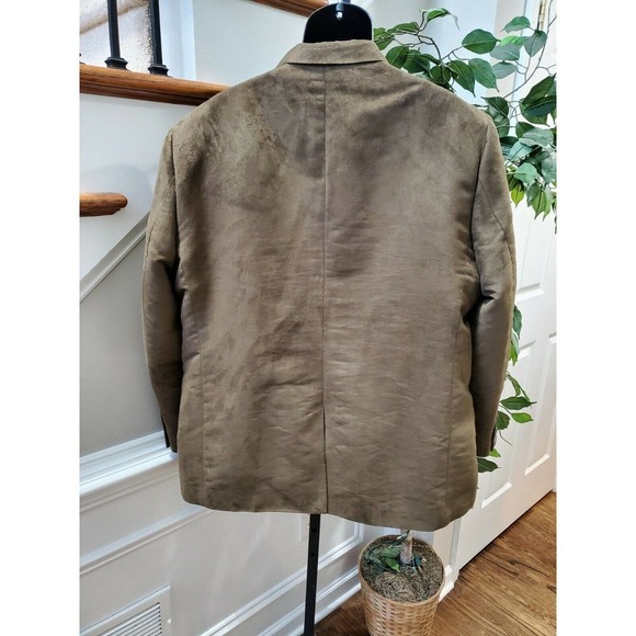 Camiloni Men Olive Polyester Long Sleeve Single Breasted 2 Buttons Fitted Blazer - Picture 6 of 12